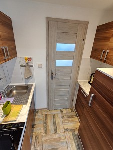 Apartament lawendowy kuchnia
