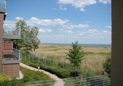 Widok z balkonu na Zalew Wiślany