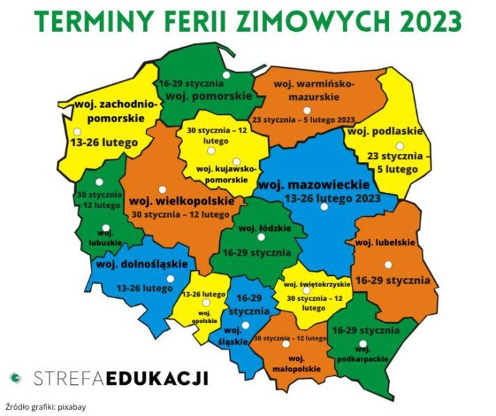 Ferie zimowe 2023 - terminy, propozycja noclegów