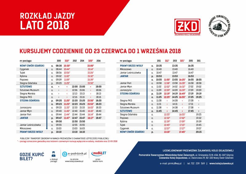 Żuławska Kolej Dojazdowa - Rozkład Jazdy! 